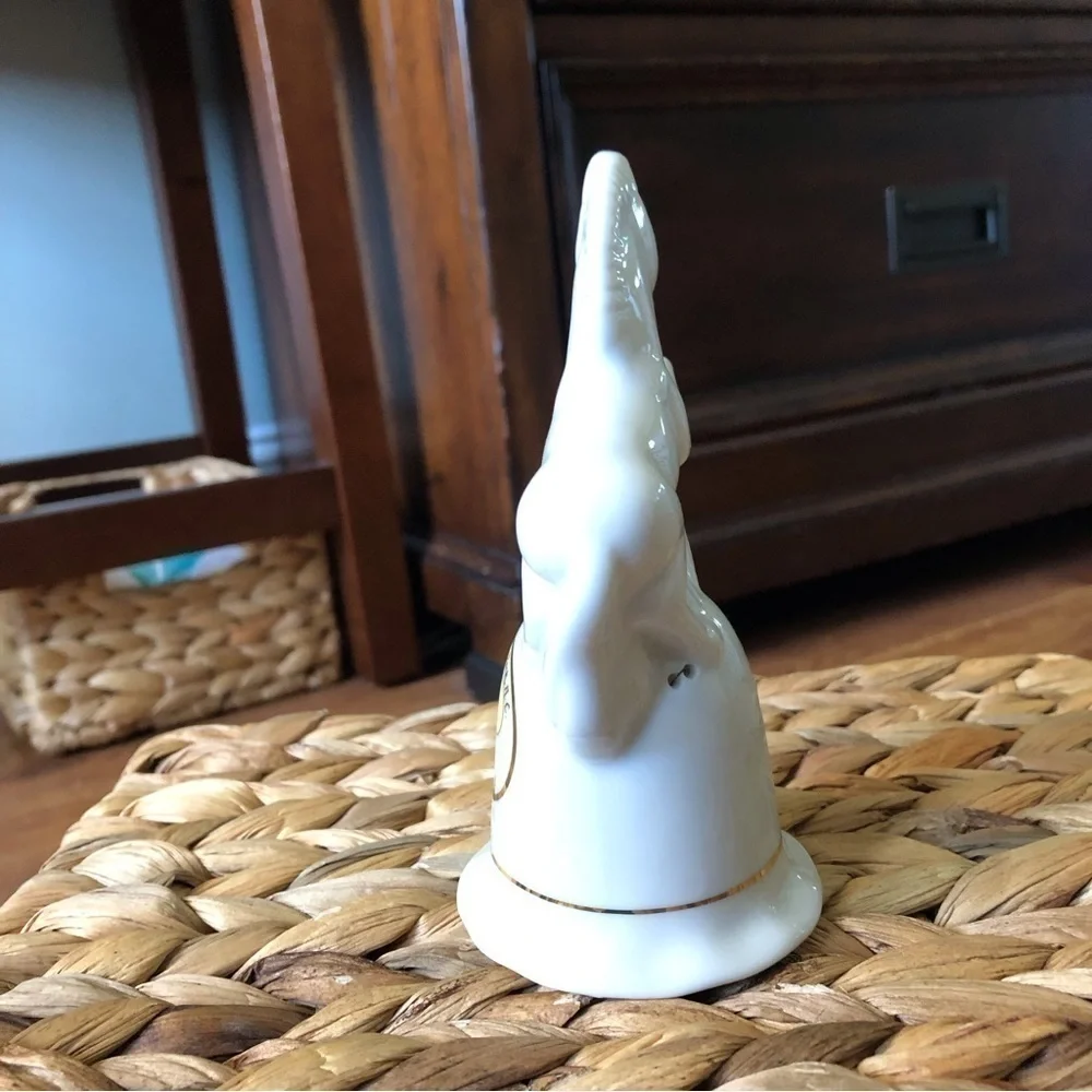 White ceramic Blowing Rock unicorn bell